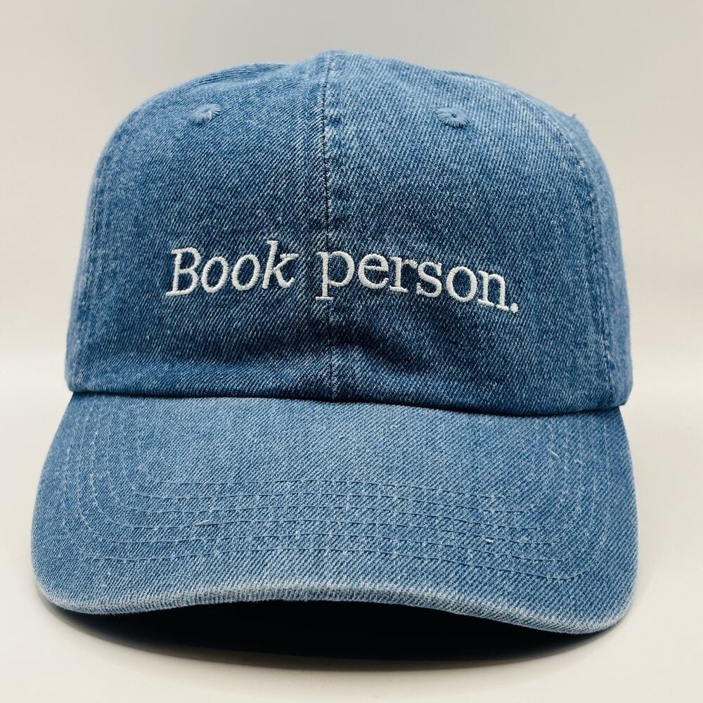 Book Person Denim hat Book of the Month strap back relax fit blue dad cap